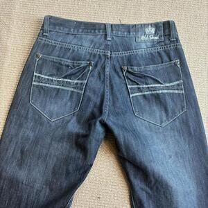 Old Skool Men's 34x33 Straight Leg Jeans with Embroidery Faded Blue Like-New
